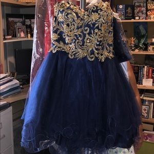Navy blue short prom dress